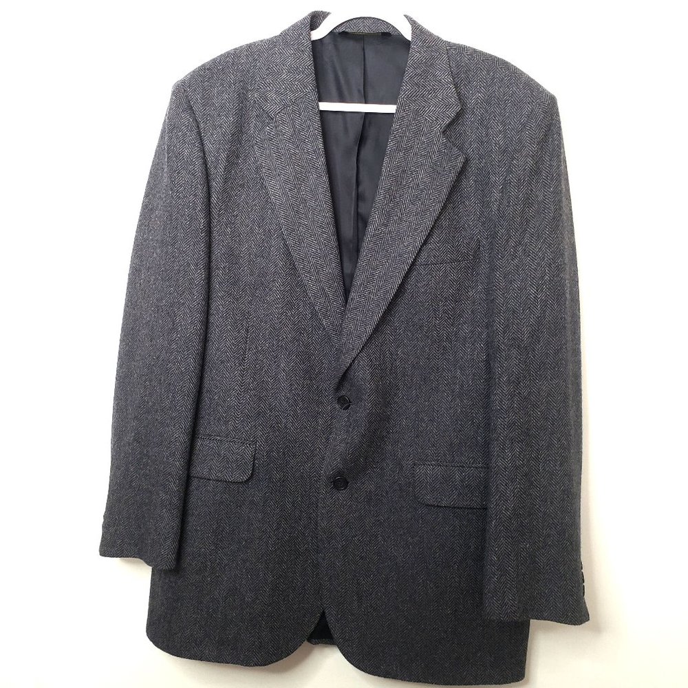 AMERICAN TREND - Lambs Wool Gray Herringbone Blazer Jacket 42L